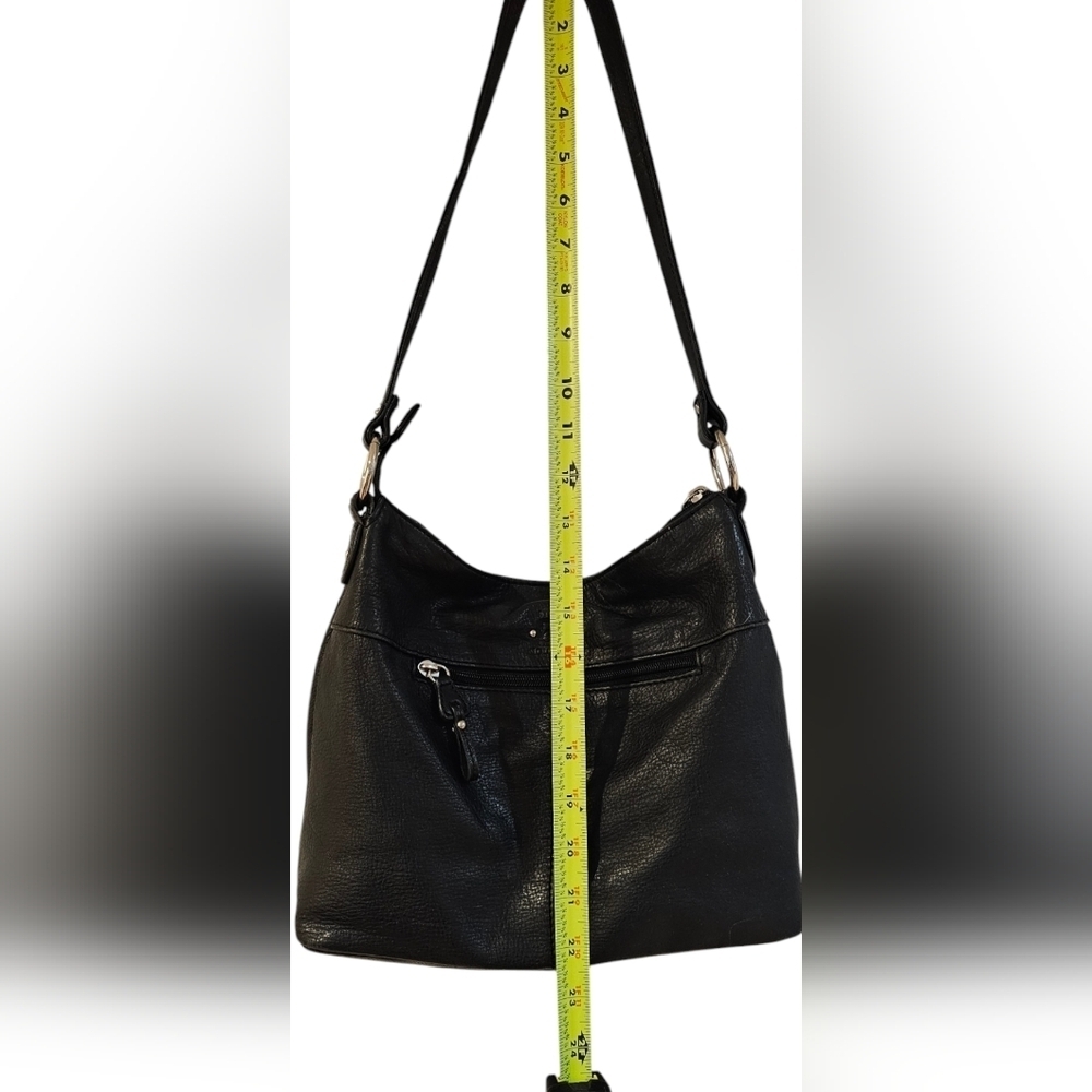 Stone Mountain - Pebbled Genuine Leather  Black Medium Bag Pink Fabric Lining‌ - Picture 11 of 12